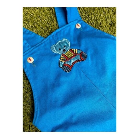 Vintage Sky Blue Teddy Bear Overalls Jumpsuit - Picture 3 of 10